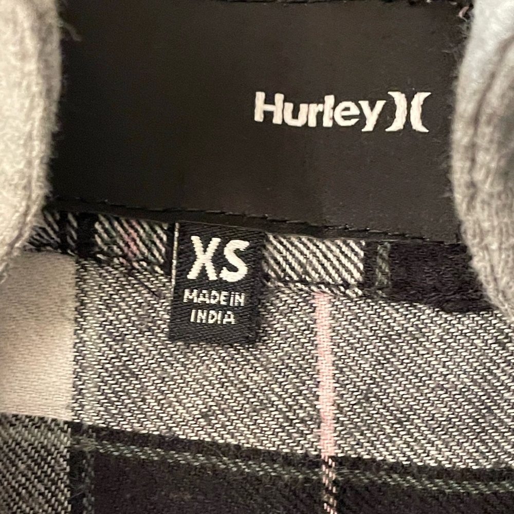 Hurley Cotton Hooded Flannel Long Sleeve Button Down Shirt Hoodie - Picture 4 of 8